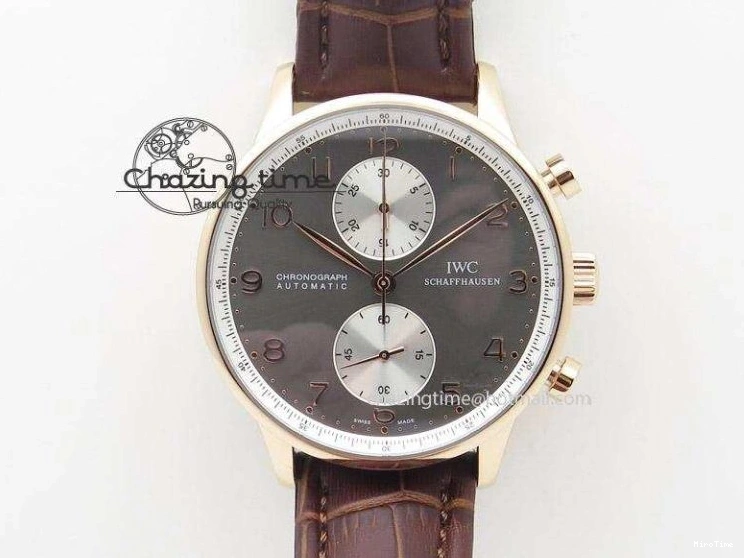 MIROTIME 0116 Portuguese Tourbillon IW5046 RG ZF Best Edition Gray Dial on Black Leather Strap SmoothTexture 7142